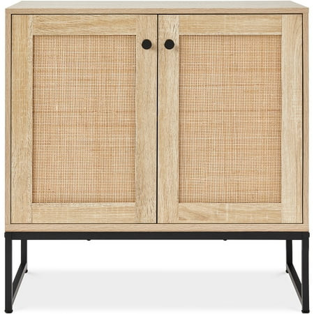 Best Choice Products 2-Door Rattan Storage Cabinet, Accent Furniture, Cupboard w/ Non-Scratch Foot Pads - Natural | Walmart (US)