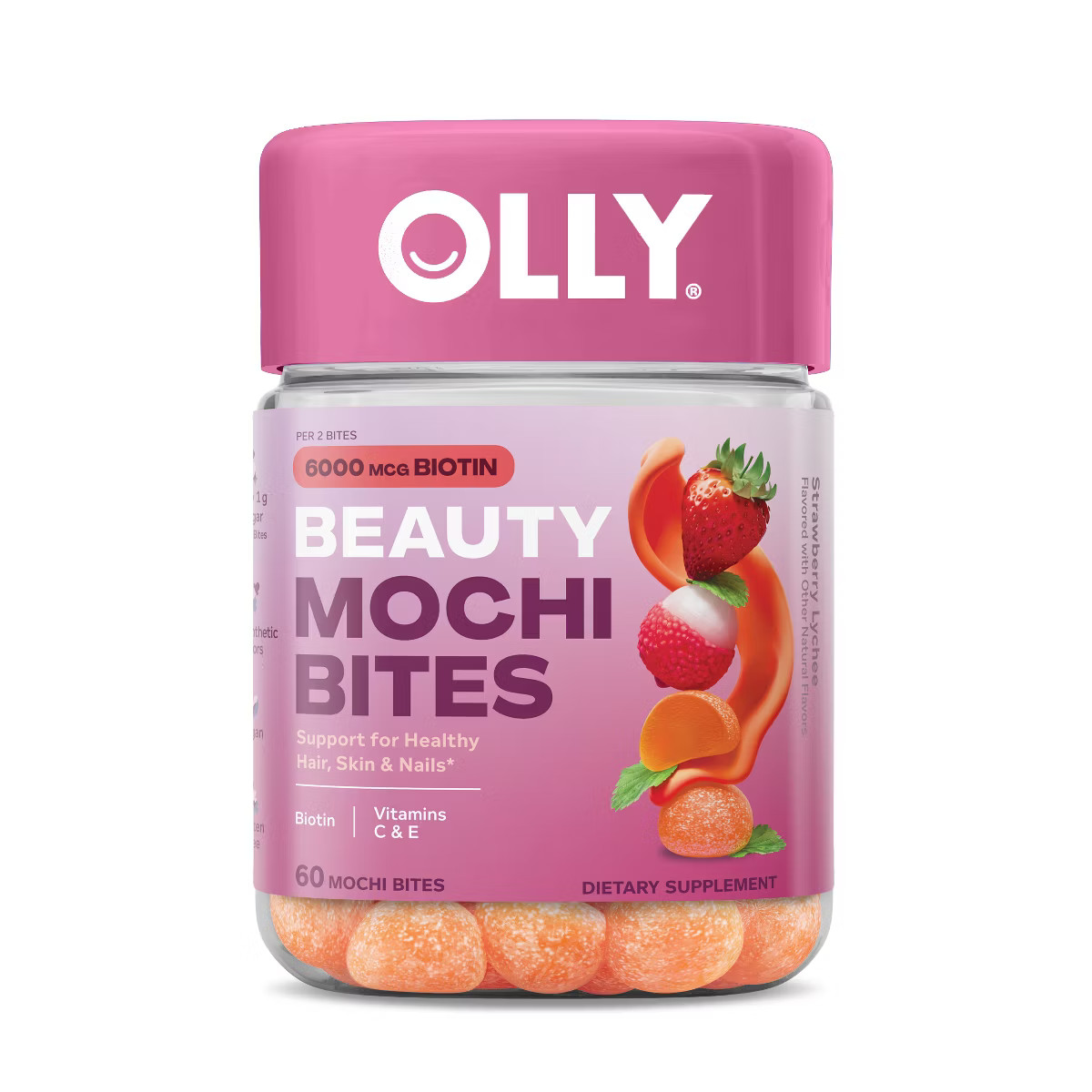 OLLY Mochi Beauty Bites with Biotin, Vitamin C & E for Hair, Skin & Nails - Strawberry Lychee - 6... | Target