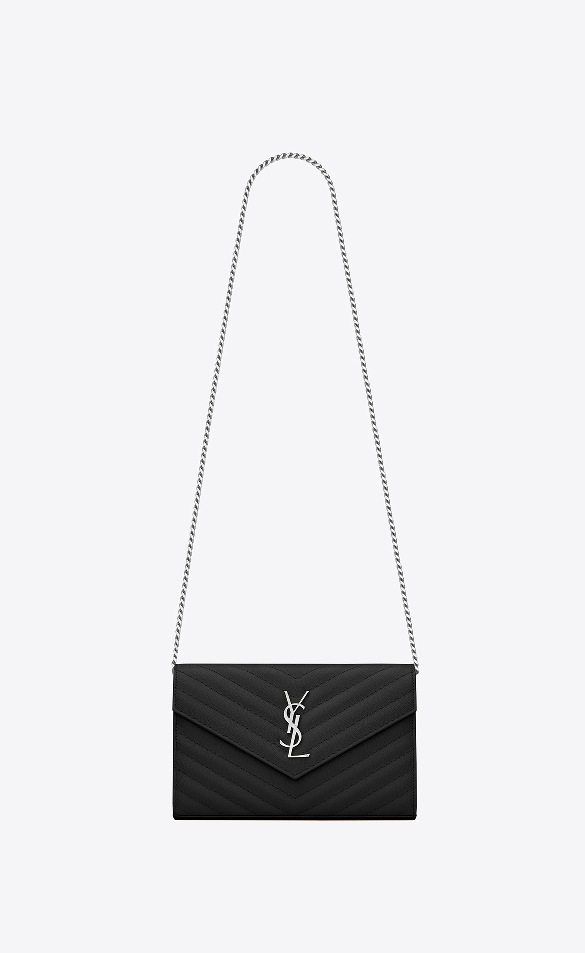 Envelope Chain Wallet In Grain De Poudre Embossed Leather Black Onesize | Saint Laurent Inc. (Global)