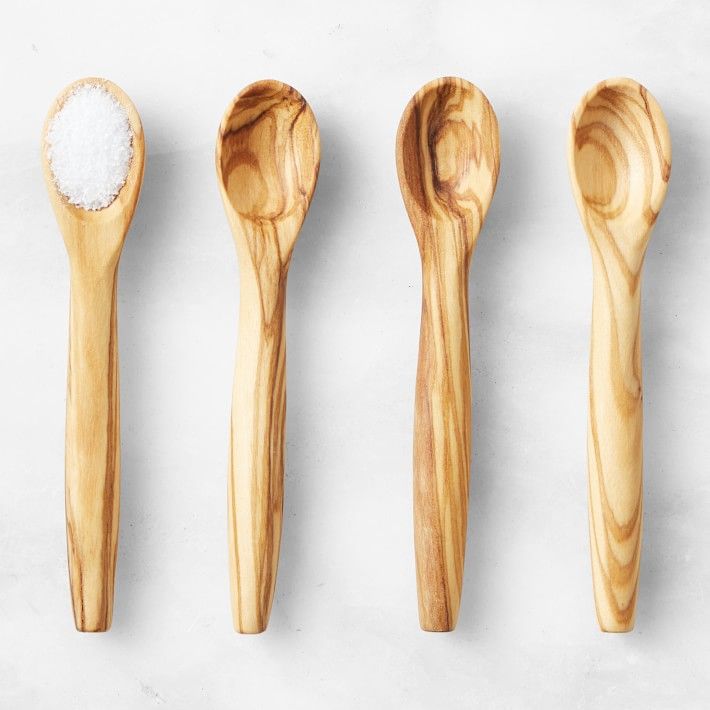 Olivewood Condiment Spoons, Set of 4 | Williams-Sonoma