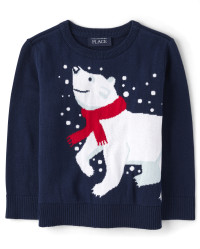 Baby And Toddler Boys Intarsia Polar Bear Sweater - tidal | The Children's Place