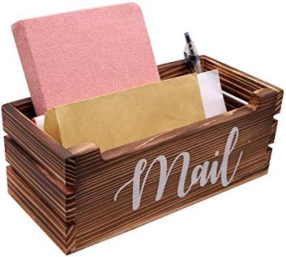 Amazon.com : Rustic Mail Organizer Decorative Wooden Mail Holder Box Farmhouse Tabletop Mail Stor... | Amazon (US)