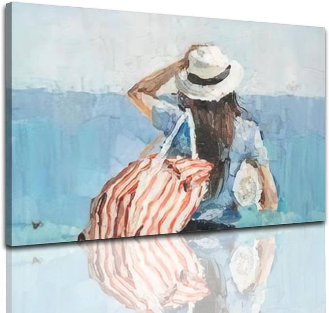 Canvas Wall Art Decor Beautiful tanned girl on a beach vacation on the of the sea Dressed in Post... | Amazon (US)