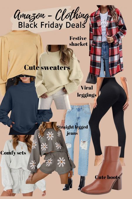 So many good Amazon Black Friday deals! Especially if you are shopping for yourself! Loving all of these Amazon finds and Amazon deals! Black Friday clothing deals • cyber Monday • viral leggings • sweaters • sweatshirts • cozy set • lounge set • floral set • booties • boots • shacket • holiday shacket • straight legged jeans 

#LTKCyberWeek #LTKsalealert #LTKfindsunder50