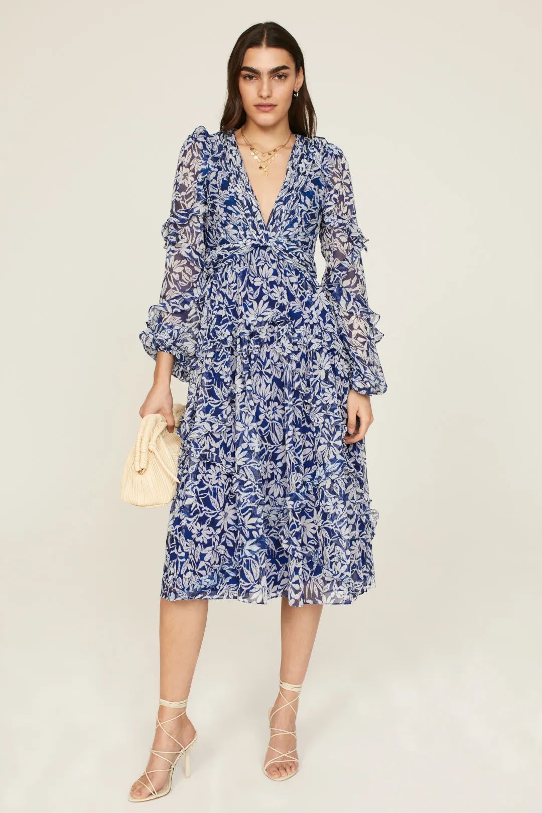 Blue Floral Midi Dress | Rent the Runway