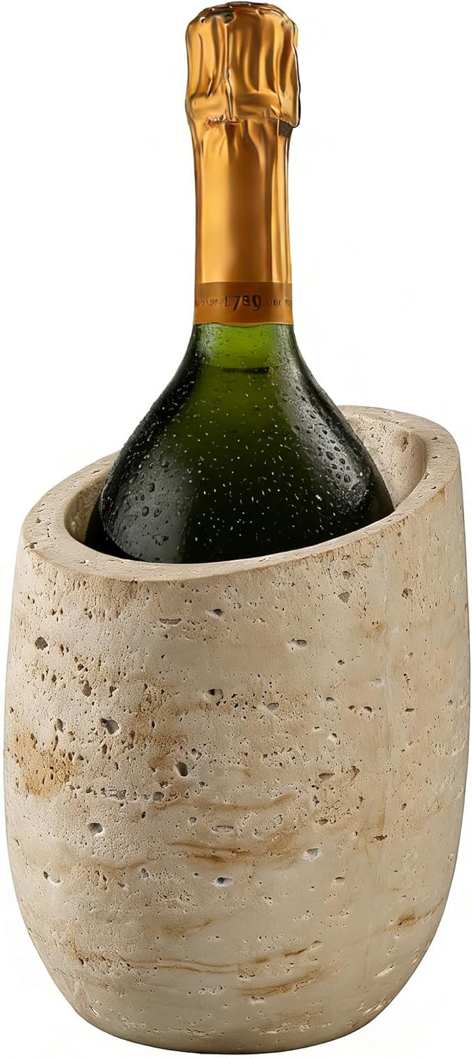 750ml Wine Chiller Bucket & Champagne Cooler – Travertine-Textured Resin Bucket for Rapid Cooli... | Amazon (US)
