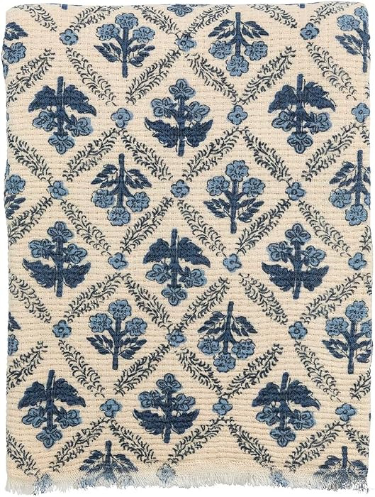 Mud Pie Blue Flower Pattern Blanket | Amazon (US)