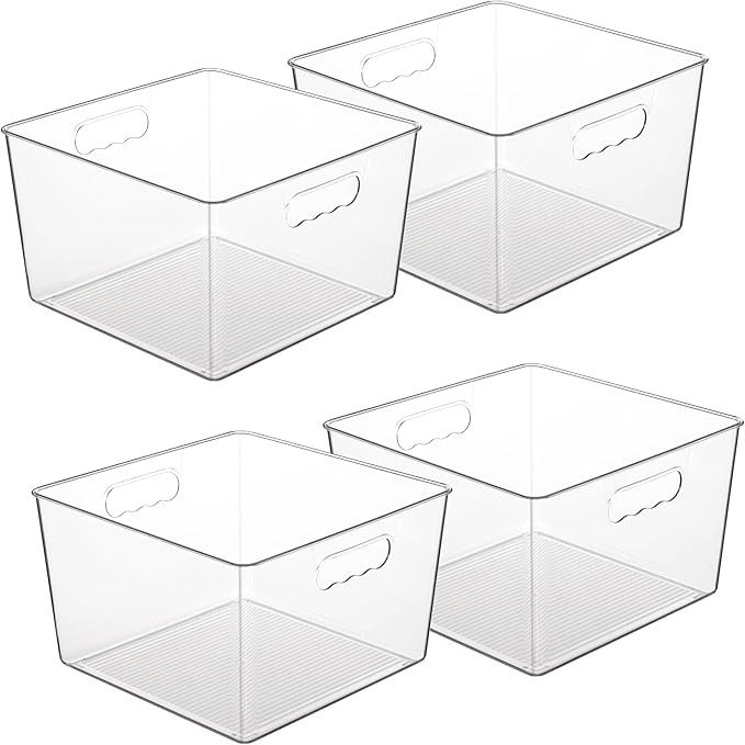 Vtopmart 4 Pack Extra Large Clear Plastic Storage Bins,11x11 Cube Acrylic Organizer Square Contai... | Amazon (US)