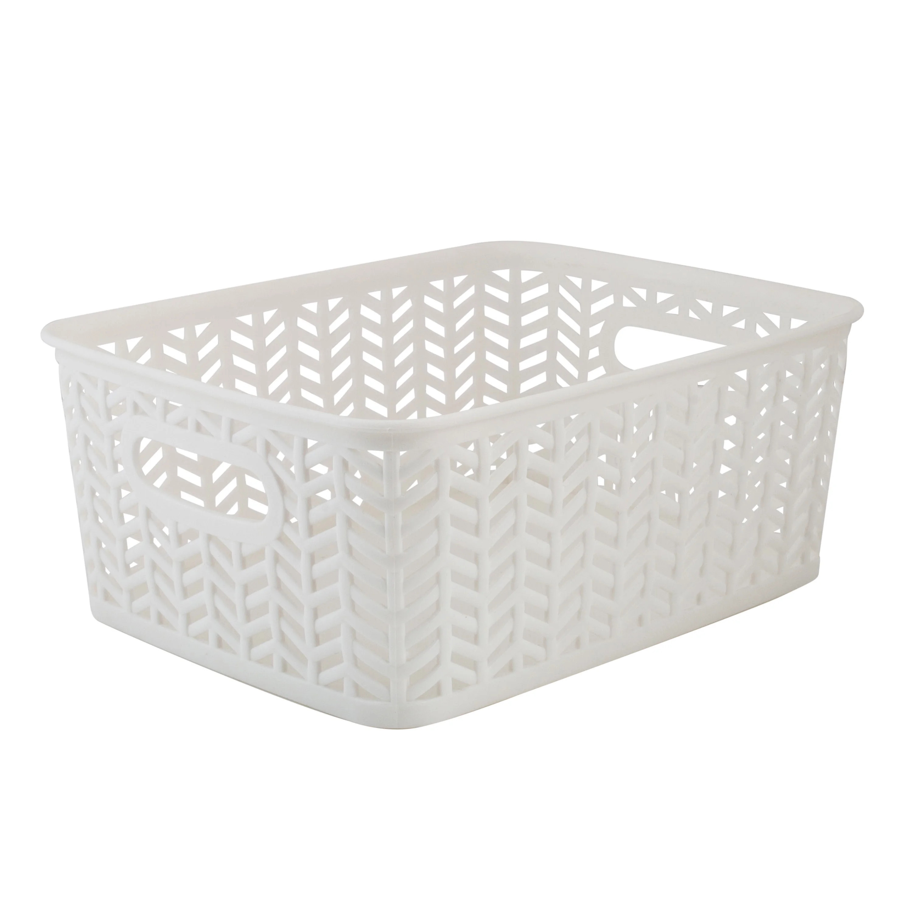 Simplify Resin Herringbone Storage Bin in White | Walmart (US)