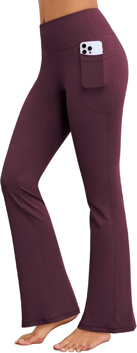 Flare Yoga Pants with Pockets for Women Wide Leg Tummy Control Flared Workout Leggings High Waist | Amazon (US)
