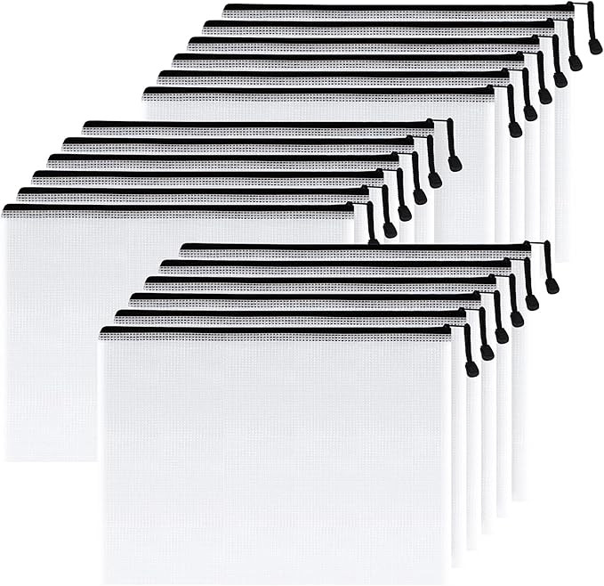 Amazon.com : SUNEE Plastic Mesh Zipper Pouch 10x14 in (Black, 18 Packs),Extra Large Water-Resista... | Amazon (US)