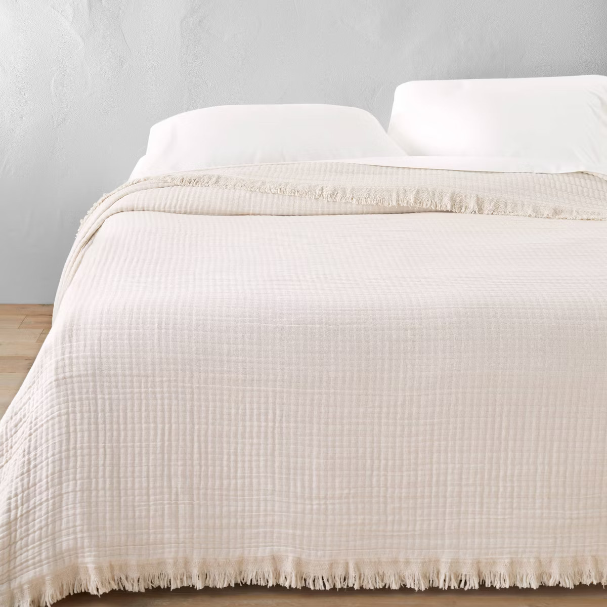 King Reversible Textured Cotton Chambray Coverlet White - Casaluna™ | Target
