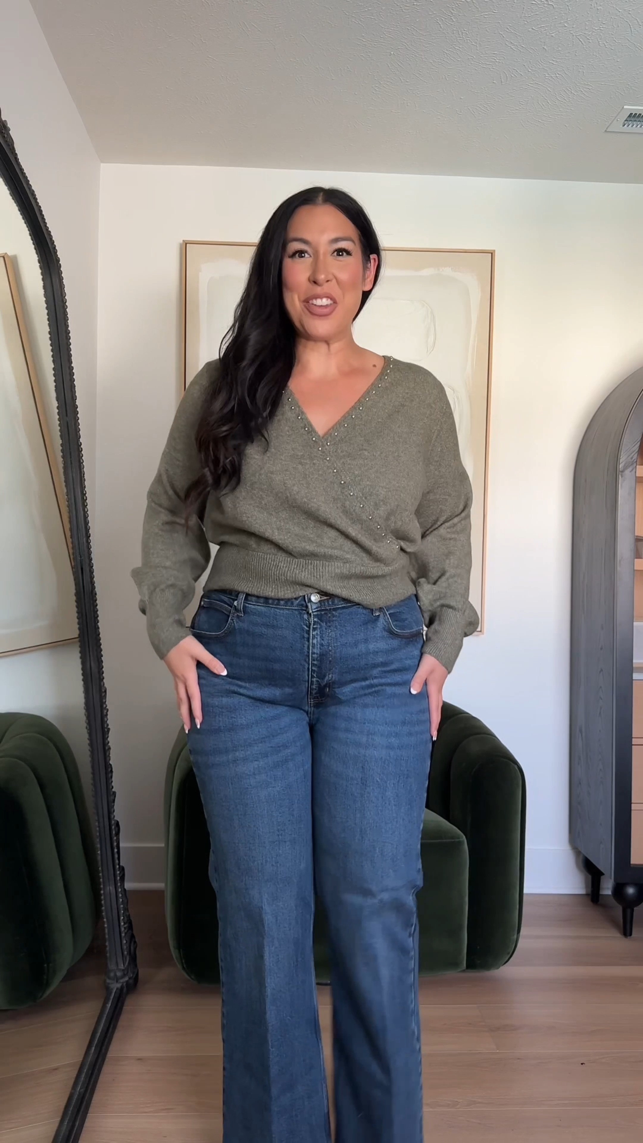 These jeans fit so good, no gap in the back! And this sweater is so cute with the studded detail. 

Sweater: XL
Jeans: 16

fall outfits, mid size ootd, mid size outfit ideas for fall, jeans outfit, mid size jeans, affordable jeans, walmart fashion, walmart jeans, walmart haul 

 #LTKootd #LTKSeasonal