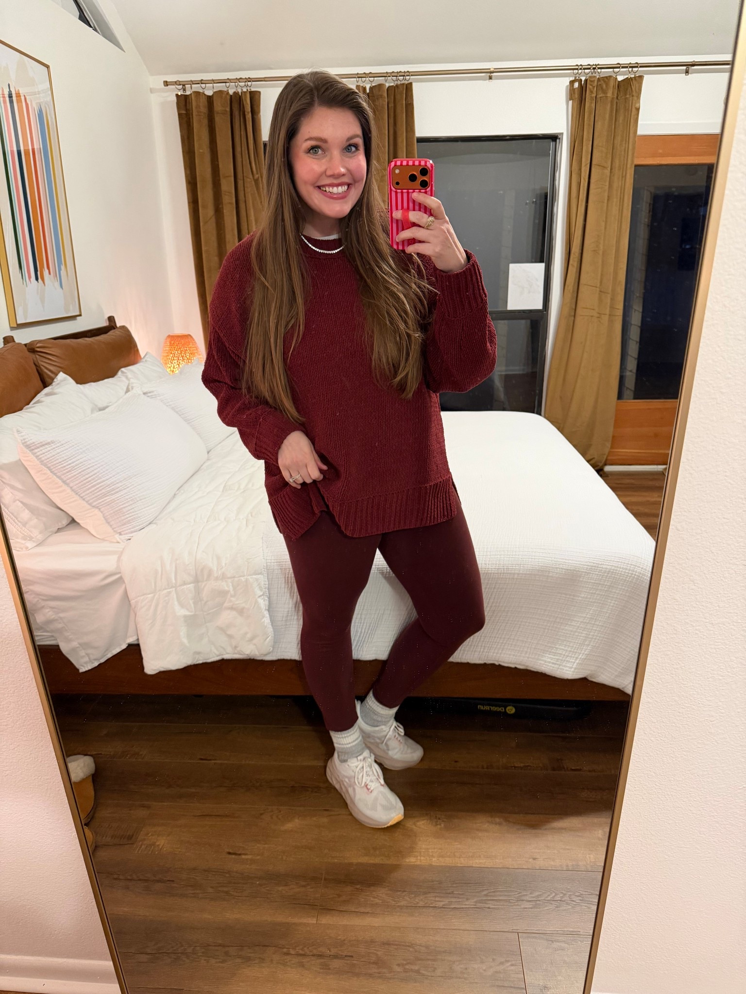 Comfy monochromatic look! Would love this outfit for a travel day look!
..........
Aerie leggings aerie sweater spring sweater travel look airport look airport outfit oversized sweater maroon sweater maroon leggings burgundy leggings burgundy sweater tennis necklace Madewell necklace electric picks tennis necklace diamond necklace asics sneakers running shoes walking shoes comfy shoes crew socks tall socks loopy travel outfit comfy outfit cozy outfit spring trends Comfy day casual outfit ideas

#LTKTravel #LTKMidsize #LTKootd