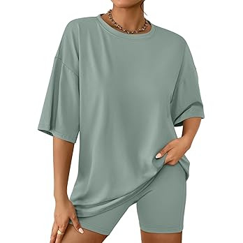 AUTOMET 2 Piece Sets for Women Oversized Tshirts & Biker Shorts | Amazon (US)