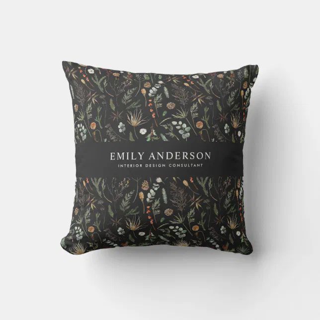 black modern botanical elegant contemporary  throw pillow | Zazzle | Zazzle