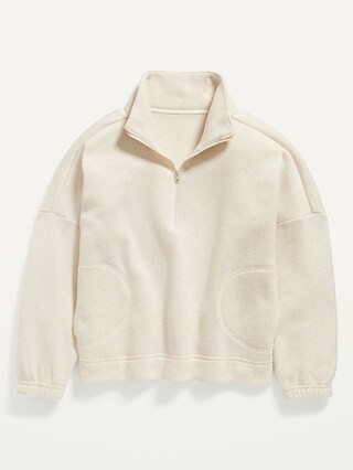 Oversized Mock-Neck Sweater-Fleece 1/2-Zip Pullover for Girls | Old Navy (US)