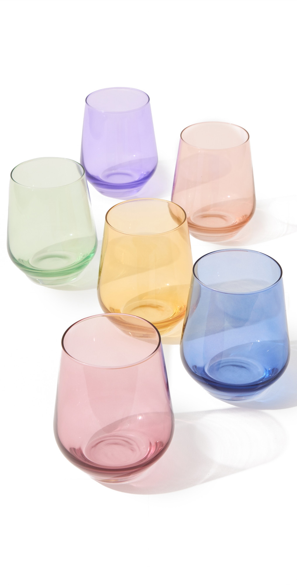 Estelle Colored Glass Stemless Set of 6 Pastel Mix One Size | Shopbop
