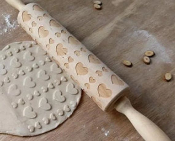 Embossed Rolling Pin Pattern  Heart Shaped Rolling Pin  | Etsy | Etsy (US)