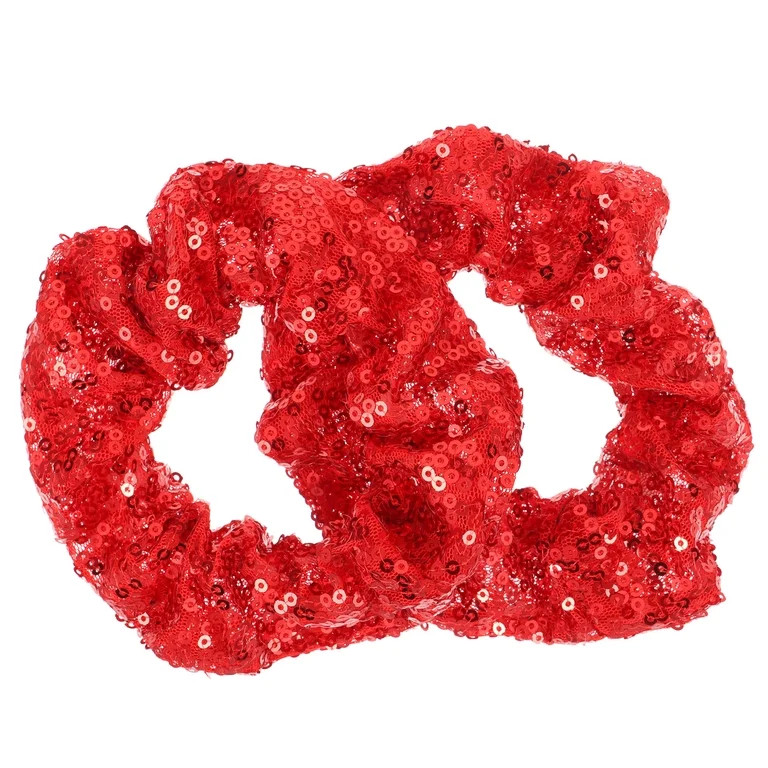 Eease 2pcs Christmas Sequin Hair Scrunchies Red Ponytail Holders | Walmart (US)