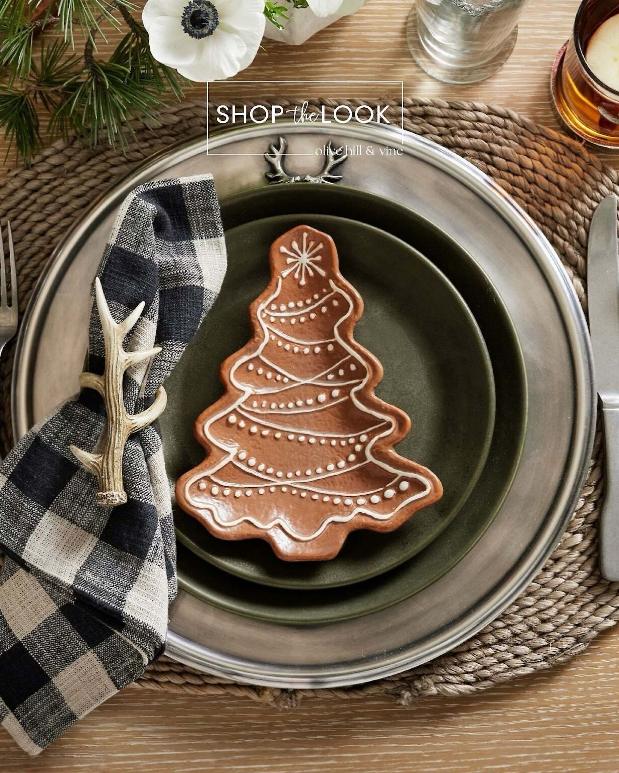 Set the tone for a rustic holiday feast with handwoven jute placemats, silver stag charger plates, gingerbread tree stoneware, Dalton check napkins in cotton-linen, and antler napkin rings—where every detail feels like a warm Christmas hug. 

#LTKHome #LTKHoliday #LTKSeasonal