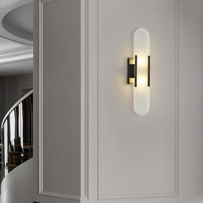 Nordic Natural Alabaster Sconces Wall Lighting Bathroom Vanity Light Fixtures Marble Wall Sconce ... | Amazon (US)