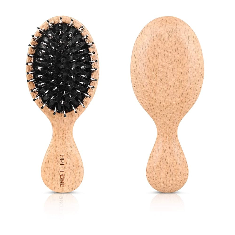 Hair Brush Mini Boar Bristle Hairbrush for Thick Curly Thin Long Short Wet or Dry Hair Detangle Massage Add Shine, Pocket Travel Small Paddle Hair Brush for Men Women Kids | Amazon (US)