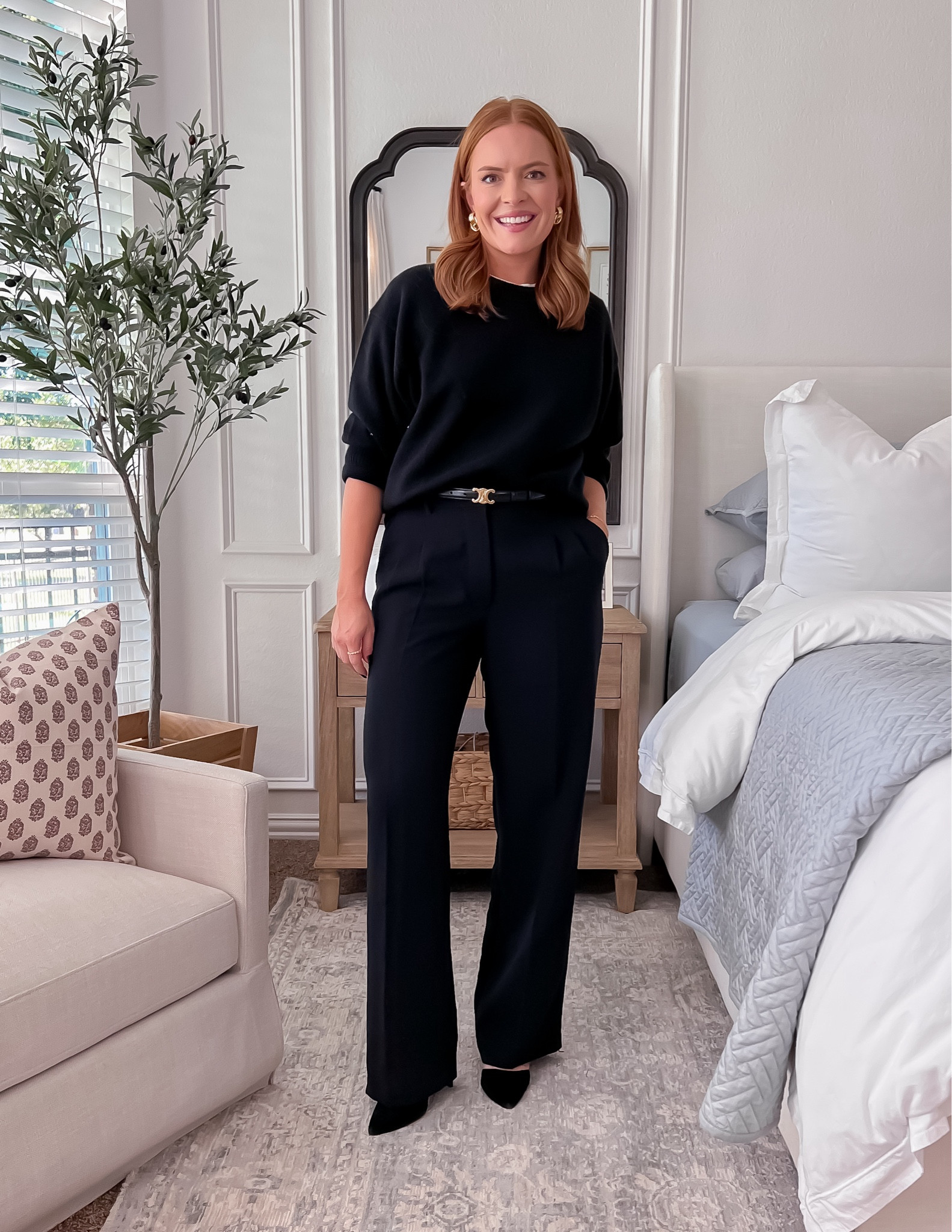 You cannot go wrong with a black cashmere sweater and these black effortless pants from Aritzia. It’s such a classic combination! I loved styling it with a white tee underneath and a simple but beautiful belt for a polished look. ✨

#LTKStyleTip #LTKSeasonal #LTKWorkwear