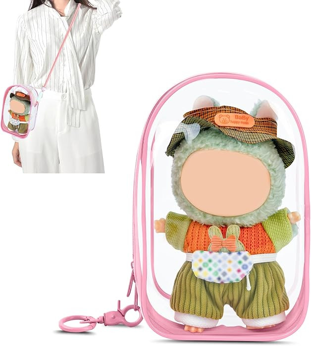 NZNDB Large Clear Figure Display Bag with Keychain Case Blind Box Keychain Carrying Case, Portabl... | Amazon (US)