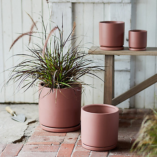 Porcelain Cylinder Pot + Saucer Set | Terrain