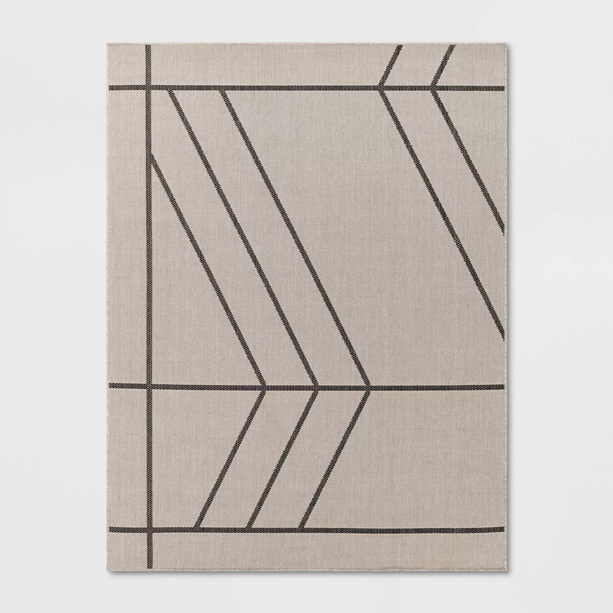Modern Linear Geo Rectangular Woven Indoor Outdoor Area Rug Black/Tan - Threshold™ | Target