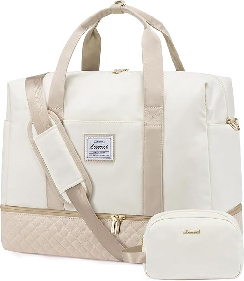 LOVEVOOK Travel Duffel Bag, 18inch Weekender Bags for Women with Shoe Compartment，35L Carry on ... | Amazon (US)