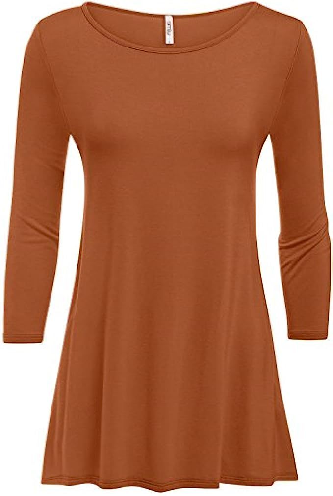 Simlu Womens Tunic Tops for Leggings Reg and Plus Size 3/4 Sleeve Tunic Shirt-USA | Amazon (US)