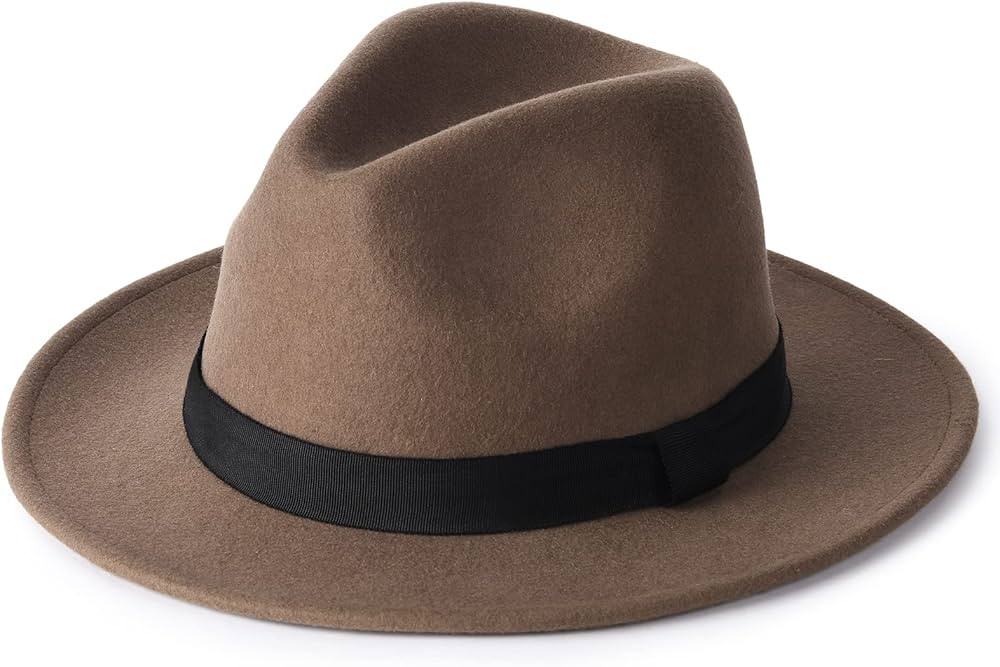 FURTALK Fedora Hats for Men Women 100% Australian Wool Felt Wide Brim Hat Leather Belt Crushable ... | Amazon (US)