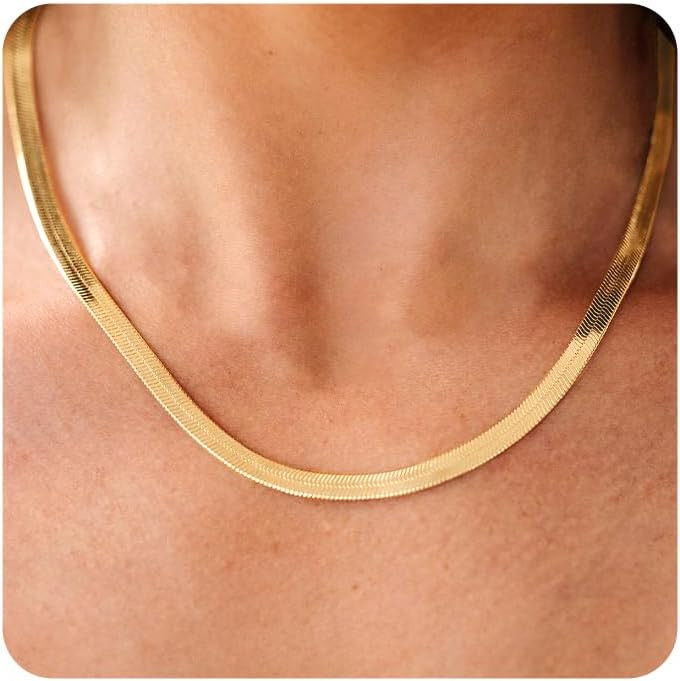 CHESKY Gold Necklace for Women-14K Plated/S925 sterling silver Snake Chain Necklace Dainty Simple... | Amazon (US)