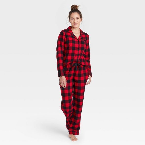 Women's Perfectly Cozy Plaid Flannel Pajama Set - Stars Above™ Red | Target