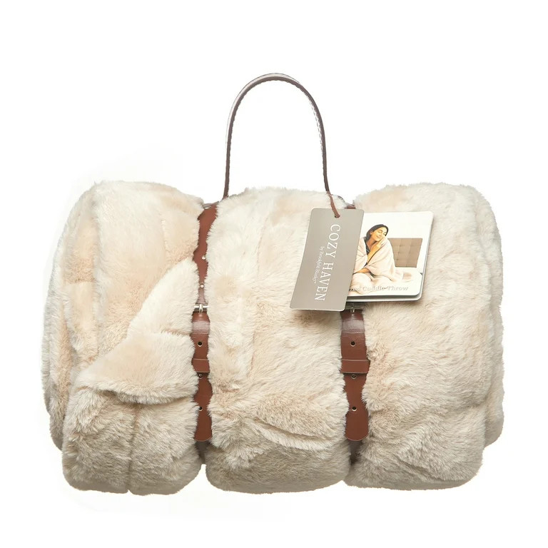 Cozy Haven Oversized Faux Fur Throw Blanket, Soft Beige, 50" x 72" | Walmart (US)