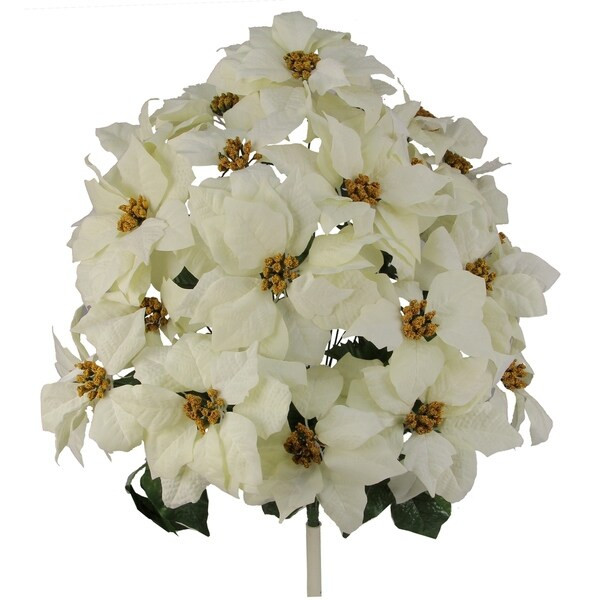 24 Stems Faux Velvet Poinsettia Christmas Bush | Bed Bath & Beyond