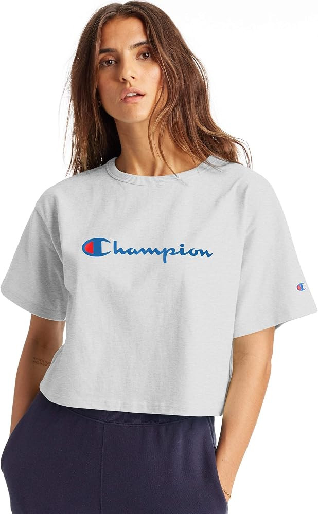 Champion Women's T-shirt, Heritage Heavyweight Cropped T-shirt, Crop Top for Women | Amazon (US)