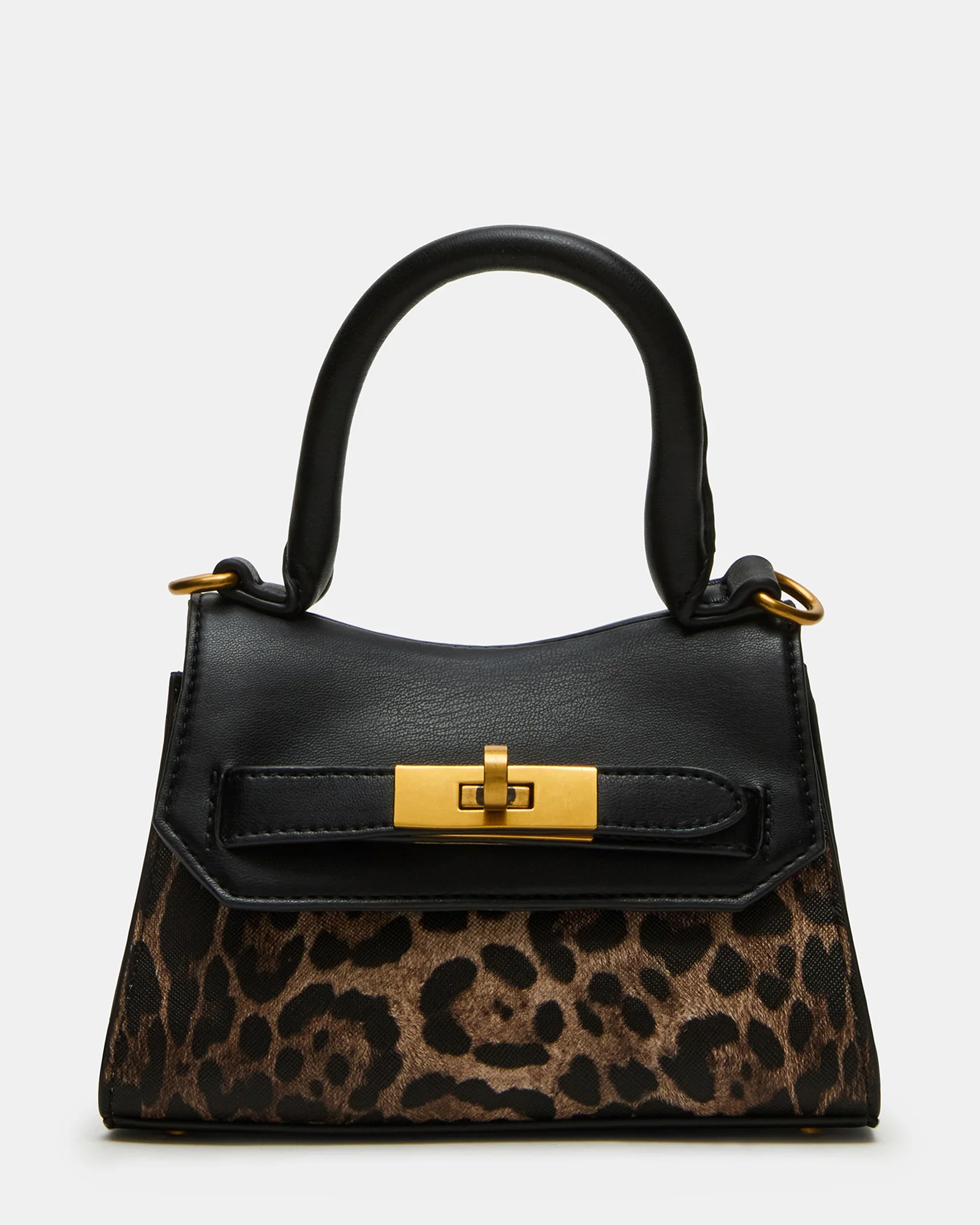 MADLYN Bag Leopard Structured Turn-Lock Closure Top-Handle Crossbody Mini Handbag | Steve Madden (US)