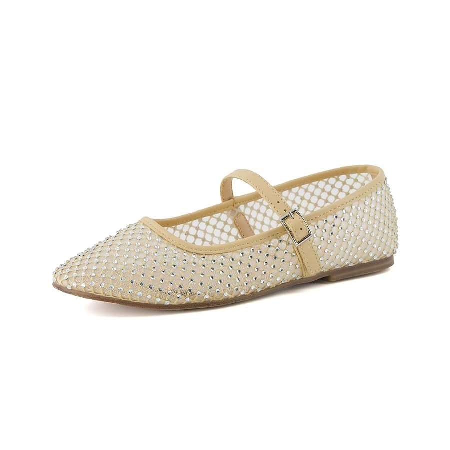 CUSHIONAIRE Women's Maxie Rhinestone Mesh Flat +Memory Foam and Wide Widths Available | Amazon (US)