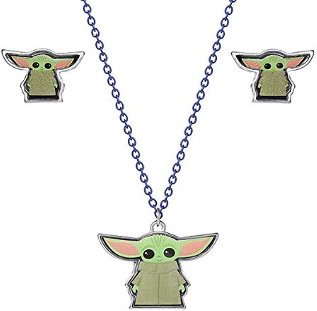 Disney Star Wars The Mandalorian Grogu Fashion Stud Earrings and Necklace Set, Official License | Amazon (US)