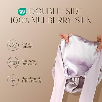 ZIMASILK 100% Mulberry Silk Bonnet for Sleeping Women Long Hair Double Layer Silk Hair Wrap with ... | Amazon (US)