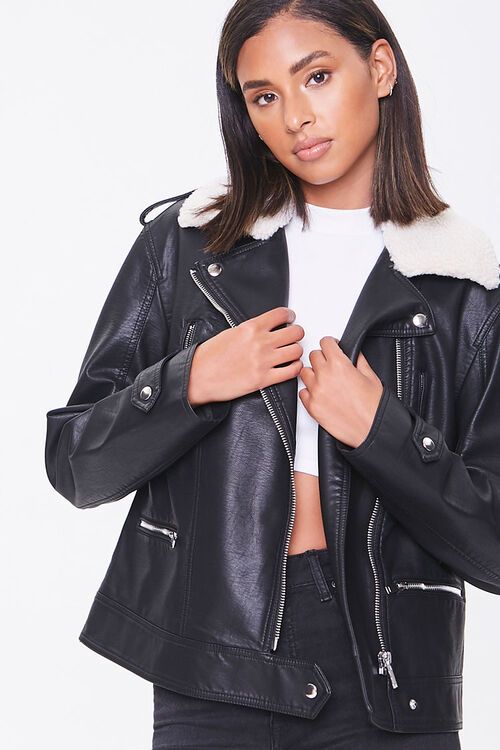 Faux Leather & Shearling Moto Jacket | Forever 21 (US)