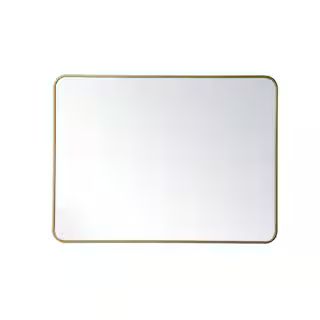 Timeless Home 40 in. H x 30 in. W Brass Modern Soft Corner Rectangular Wall Mirror | The Home Depot