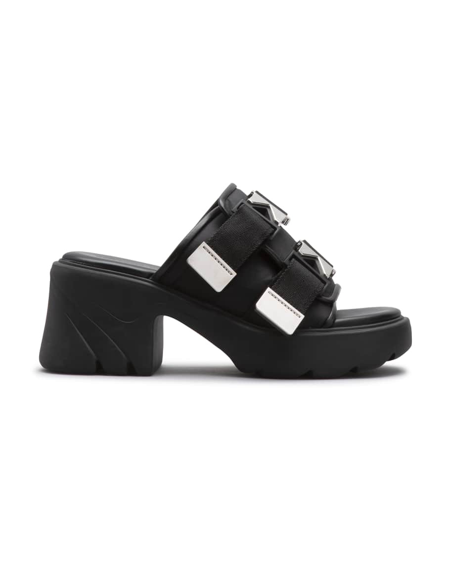 Bottega Veneta Flash Leather Dual-Buckle Mule Sandals | Neiman Marcus
