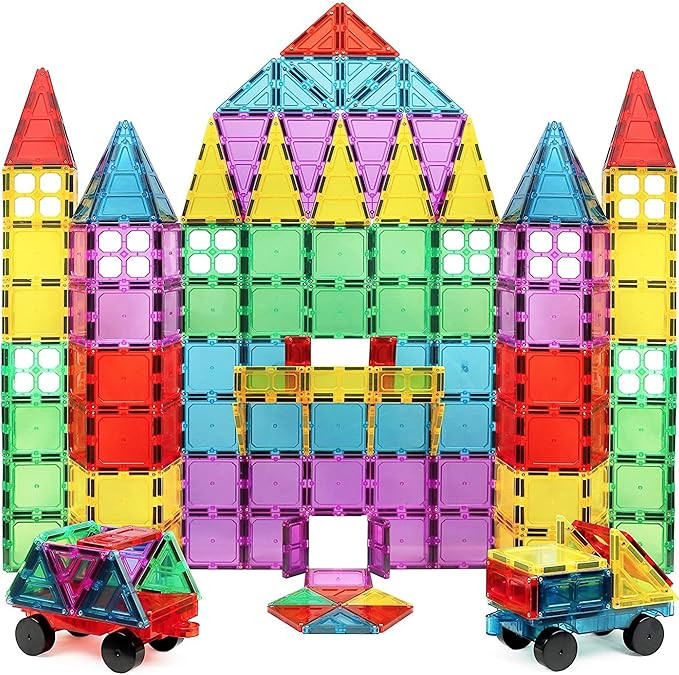 100-Piece Extra Strong Magnetic Tiles Set - Magnets for Kids, 3D Tile Assorted Shapes & Colors, S... | Amazon (US)