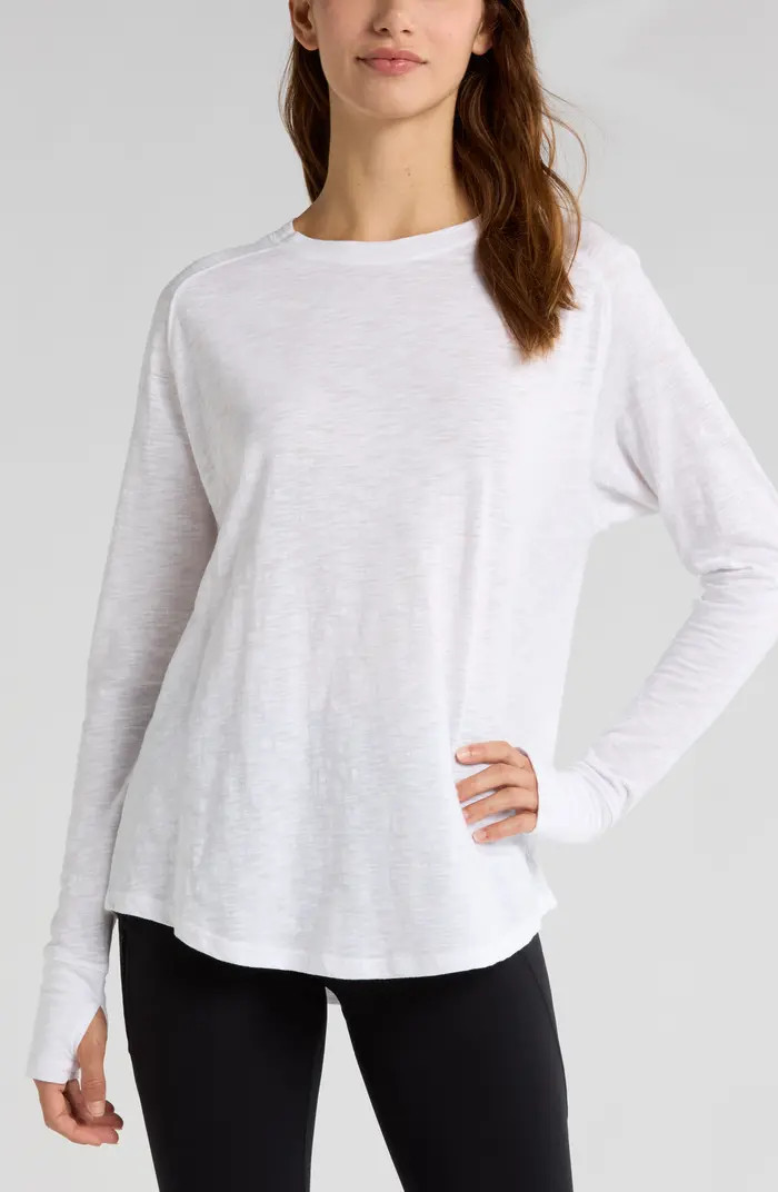 Zella Relaxed Washed 2.0 Long Sleeve Slub Tee | Nordstrom | Nordstrom
