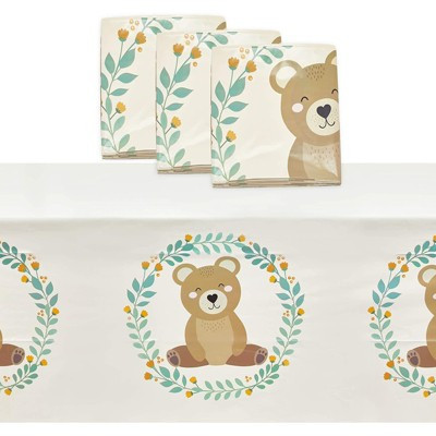 Sparkle and Bash 3 Pack Bear Plastic Party Tablecloths, 54" x 108" Rectangular Table Covers for Birthday Baby Shower | Target