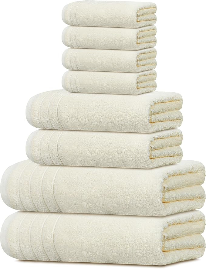 Tens Towels Pack of 8 Towels Set, 2 Extra Large Bath, 2 Hand, 4 Washcloths, 100% Cotton, Lighter ... | Amazon (US)